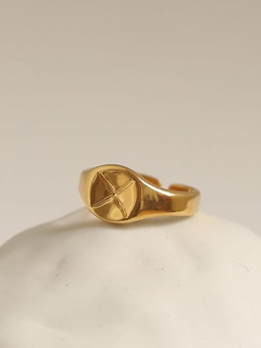 ACCA Brass Heart Cross Vintage Band Ring 2