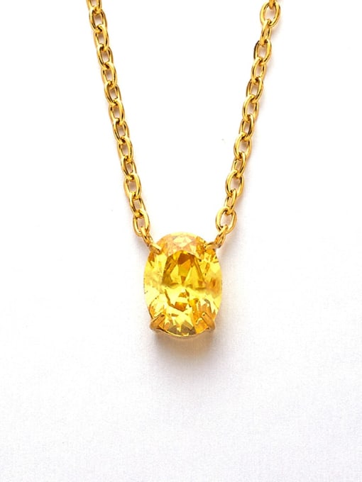 Golden +yellow Stainless steel Cubic Zirconia Geometric Minimalist Necklace