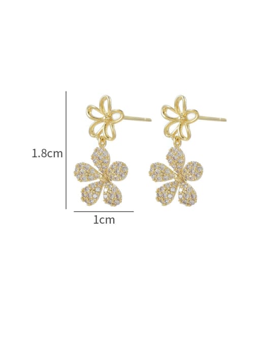 YOUH Brass Cubic Zirconia Flower Dainty Drop Earring 3