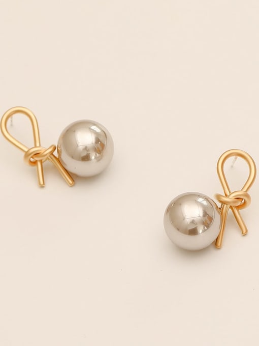 Dumb gold Brass Imitation Pearl knot Vintage Drop Trend Korean Fashion Earring