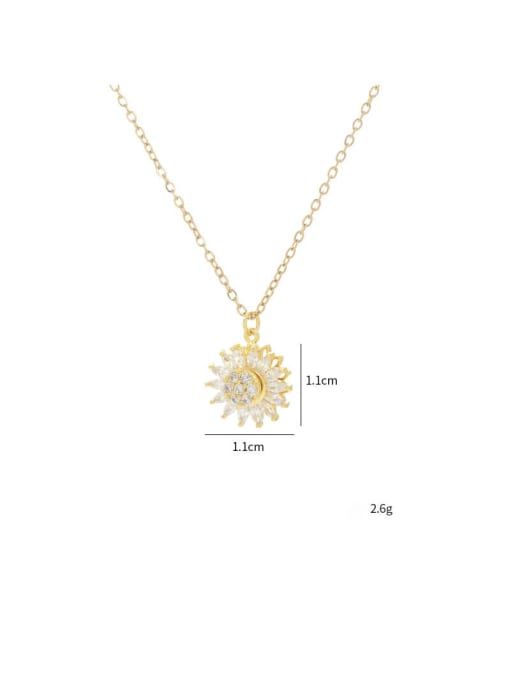 Steel color X151 Brass Cubic Zirconia Flower Dainty Necklace