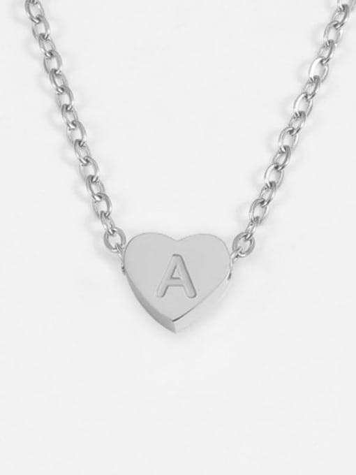 A steel color Stainless steel Letter Minimalist Necklace