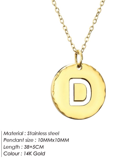D 14 K gold Stainless steel Letter Minimalist Necklace