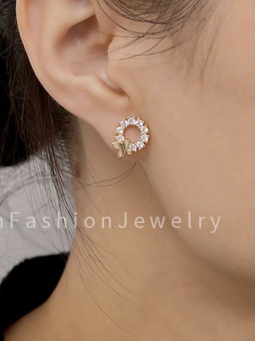 HYACINTH Copper Cubic Zirconia Geometric Dainty Stud Trend Korean Fashion Earring 1