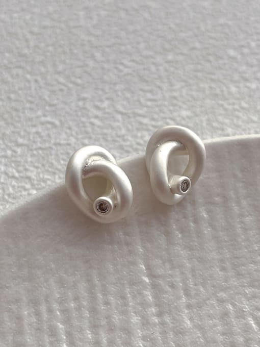 G169 white   Twists Earrings Brass wists  Knot Minimalist Stud Earring