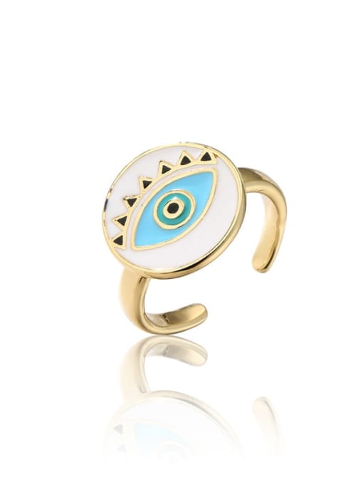 10977 Brass Enamel Evil Eye Minimalist Band Ring
