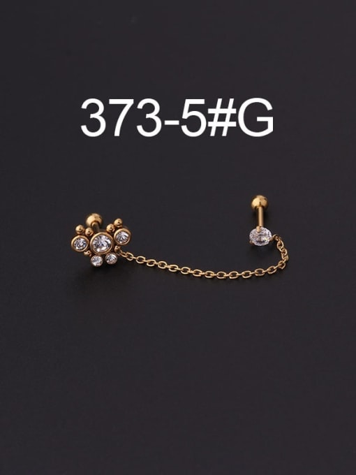 5  Gold Stainless steel Cubic Zirconia Ball Vintage Threader Earring(Single Only One)
