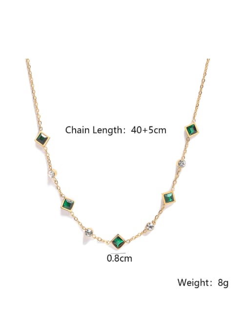 AOG Titanium Steel Cubic Zirconia Hip Hop Geometric Bracelet and Necklace Set 1