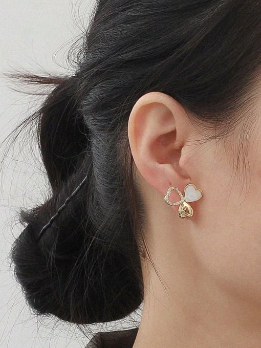 HYACINTH Copper Shell Heart Minimalist Stud Trend Korean Fashion Earring 1