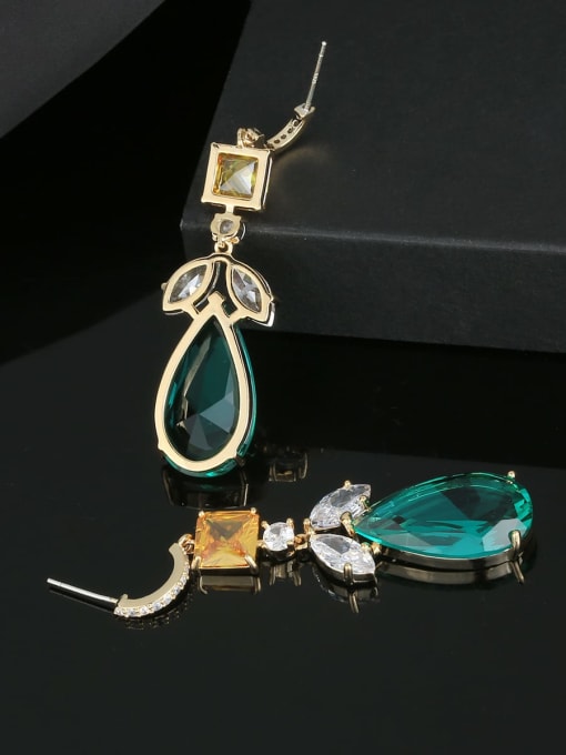 OUOU Brass Cubic Zirconia Water Drop Luxury Cluster Earring 1
