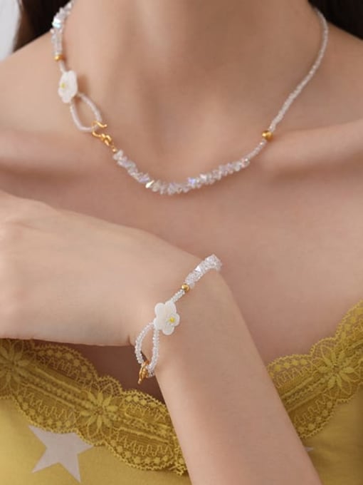 Five Color Brass Trend Flower Bracelet and Necklace Set 1