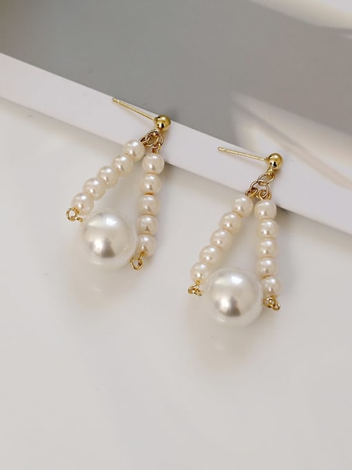 HYACINTH Copper Imitation Pearl Triangle Minimalist Drop Trend Korean Fashion Earring 3