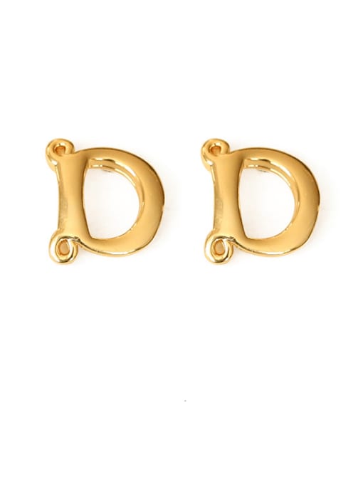 D Ear Stud （Single） Brass Letter Minimalist  Stud Earring(single)