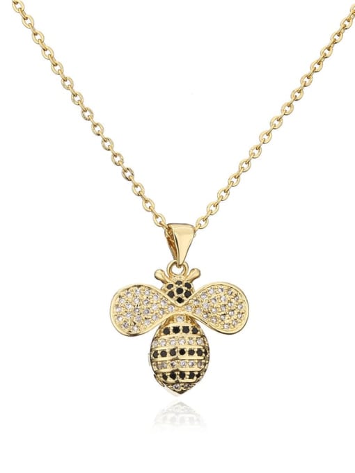 AOG Brass Cubic Zirconia Trend  Bee Pendant Necklace 4