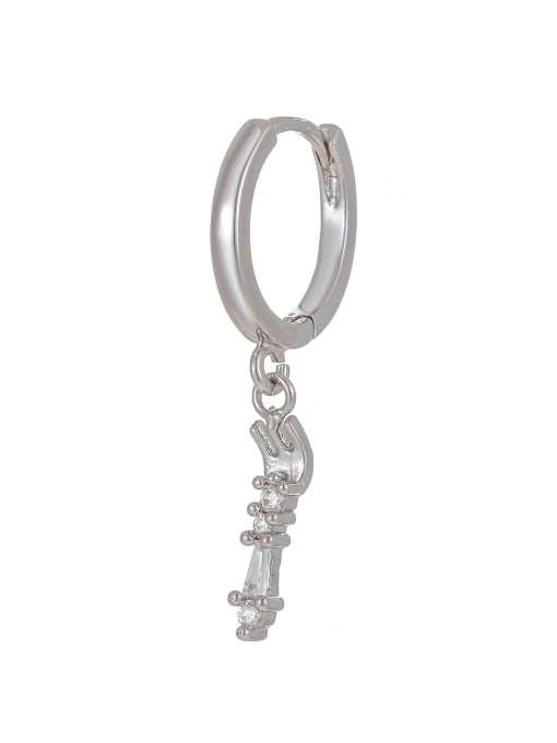 EK00225 White K Brass Cubic Zirconia Animal Cute Single Earring( Single-Only One)