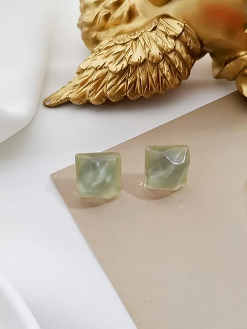 Light green ear needle Copper Resin Irregular Minimalist Stud Trend Korean Fashion Earring