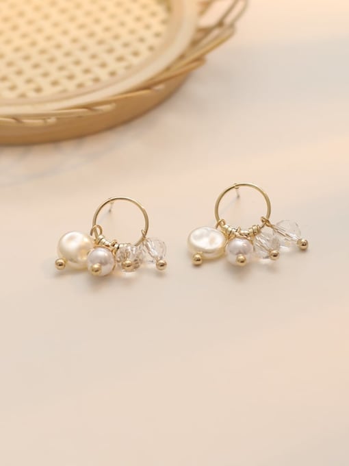 HYACINTH Copper Imitation Pearl Geometric Minimalist Huggie Trend Korean Fashion Earring 3