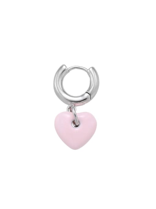 pink (Single-Only One) Brass Enamel Heart Cute Single Earring(Single-Only One)