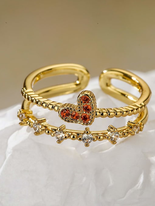 13337 Brass Cubic Zirconia Heart Dainty Band Ring