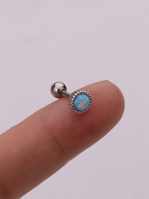 Light blue（Single） Brass Opal Geometric Cute Stud Earring