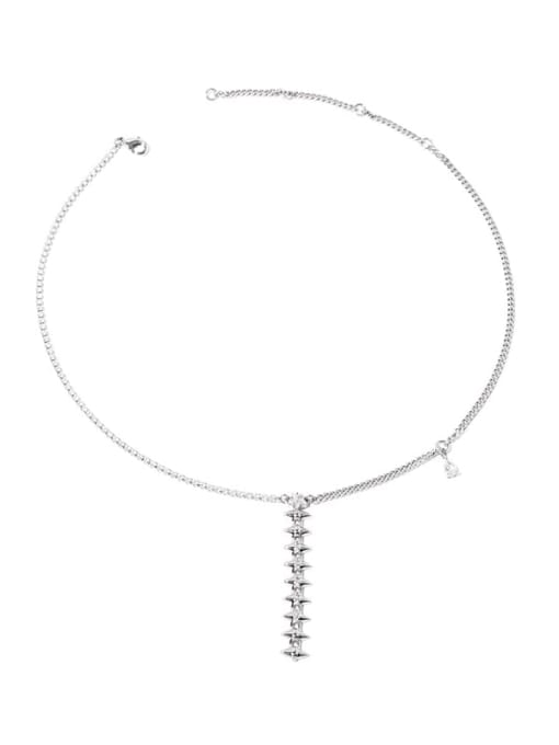 ACCA Brass Cubic Zirconia Tassel Vintage Lariat Necklace 0