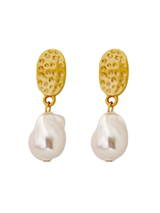 HYACINTH Brass Freshwater Pearl Geometric Vintage Drop Earring