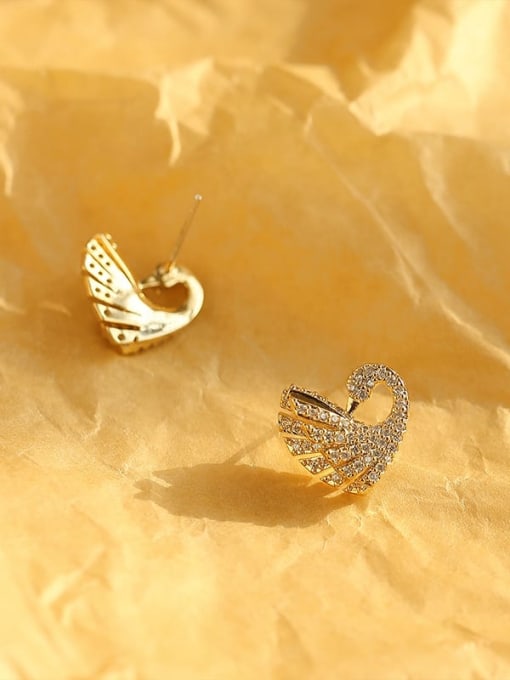 HYACINTH Brass Cubic Zirconia Swan Classic Stud Trend Korean Fashion Earring 3