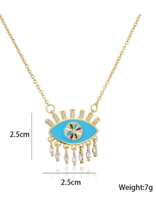 AOG Brass Rhinestone Enamel Evil Eye Vintage Tassel Necklace 2