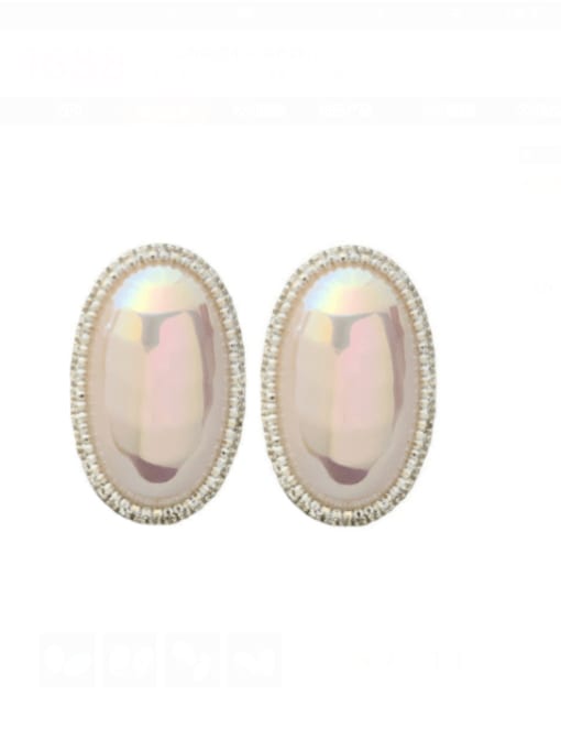 SUUTO Brass Imitation Pearl Geometric Minimalist Stud Earring 0