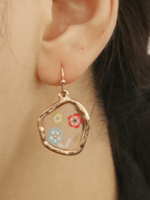 Five Color Alloy Enamel Flower Cute Hook Earring 1