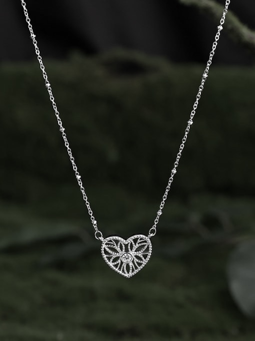 Titanium steel chain, pendant copper Brass Cubic Zirconia Heart Hip Hop Necklace