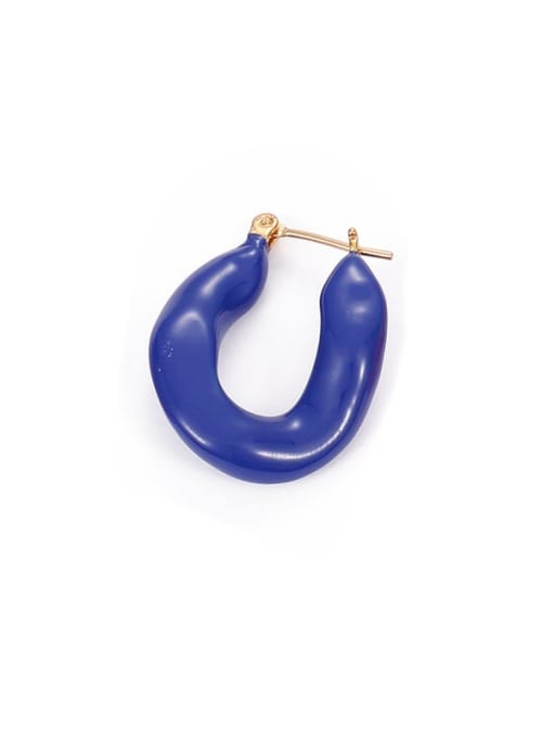 Royal Blue (Single Sale) Brass Enamel Geometric Minimalist Single Earring
