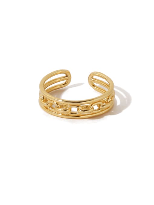 Section 6 Brass Hollow Geometric Chain Vintage Band Ring