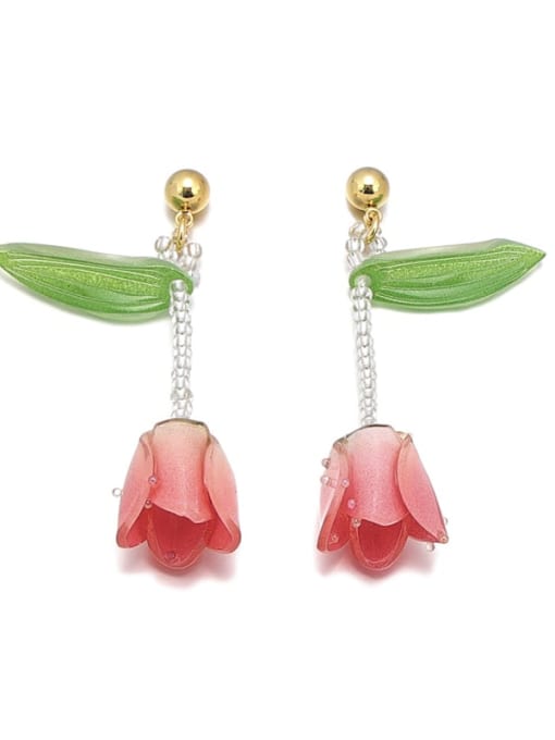 Tulip earrings Brass Resin Flower Cute Drop Earring