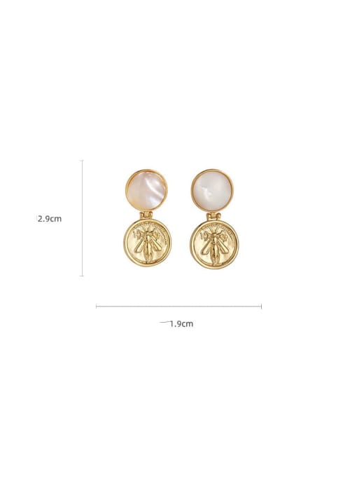 Five Color Brass Shell Round Dainty Stud Earring 2