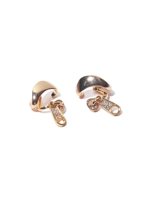 Gold (left and right) Brass Cubic Zirconia Mushroom Hip Hop Stud Earring