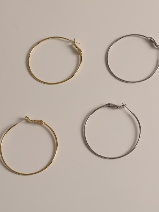 HYACINTH Brass Round Minimalist Hoop Trend Korean Fashion Earring 2
