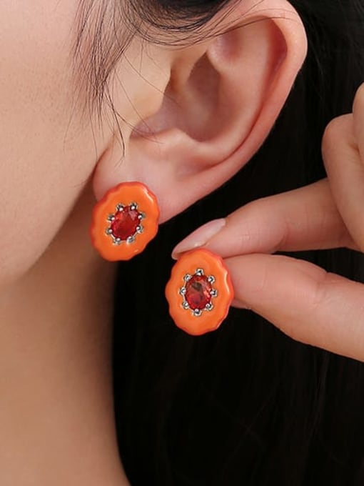 TINGS Alloy Enamel Geometric Cute Stud Earring 1