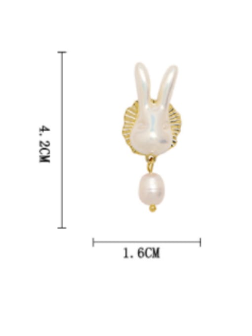 HYACINTH Brass Freshwater Pearl Rabbit Trend Drop Earring 3