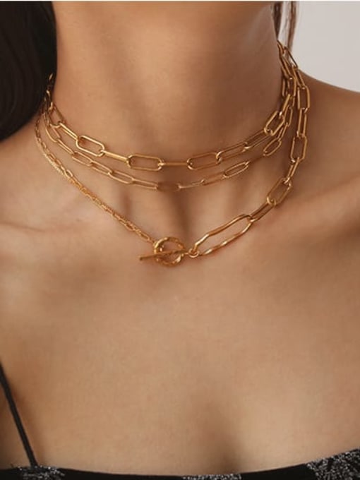 ACCA Brass Hollow Geometric chain Vintage Necklace 2