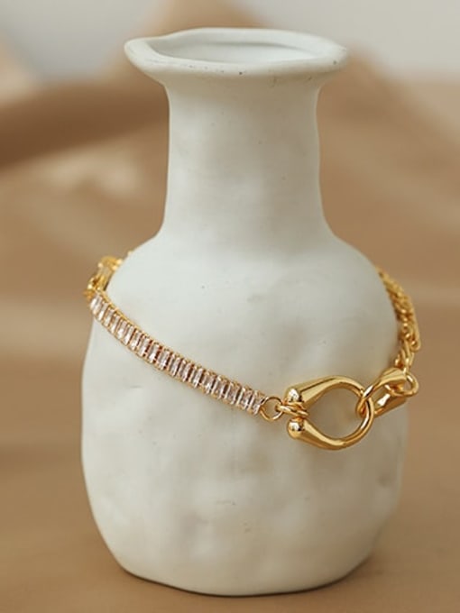 ACCA Brass Cubic Zirconia Geometric Vintage Link Bracelet 1