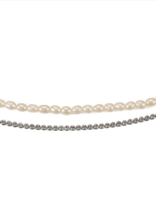platinum Brass Imitation Pearl Geometric Vintage Multi Strand Necklace