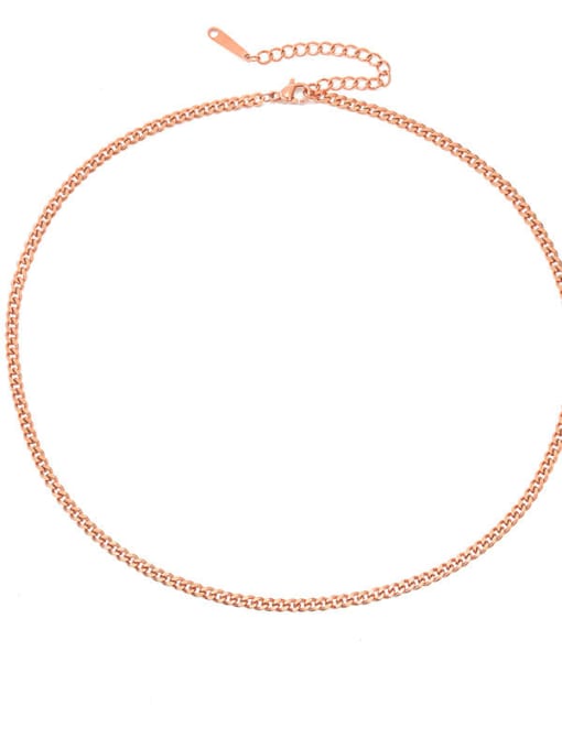 Rose Gold 3mm 38+ 5cm Stainless steel Geometric Vintage Hollow  Geometric  Chain Necklace