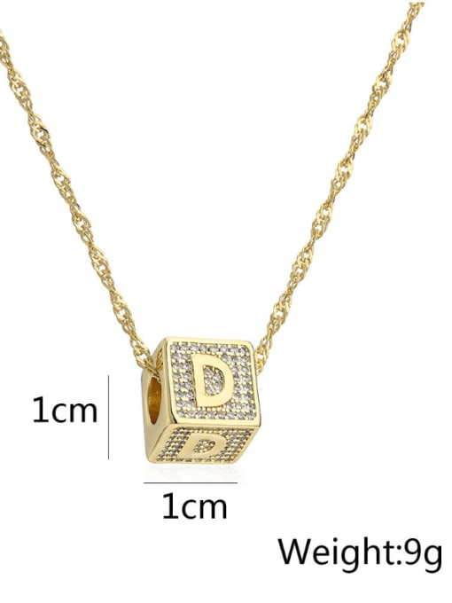 AOG Brass Cubic Zirconia Square Hip Hop Letter Pendant Necklace 1