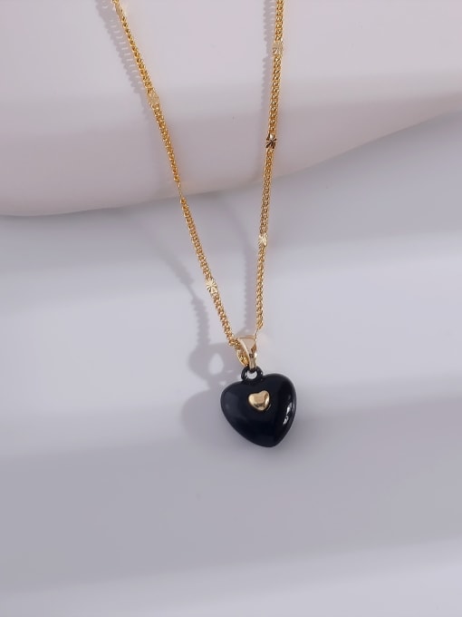 HYACINTH Brass Enamel Heart Minimalist Necklace 3