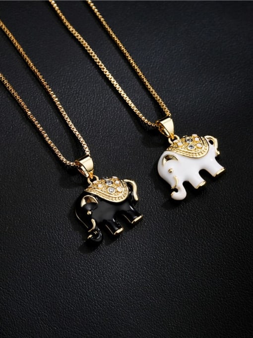 AOG Brass Rhinestone Enamel Elephant Trend Necklace 1