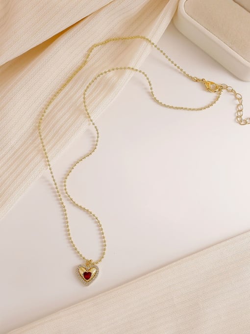 HYACINTH Brass Cubic Zirconia Heart Minimalist Necklace 1