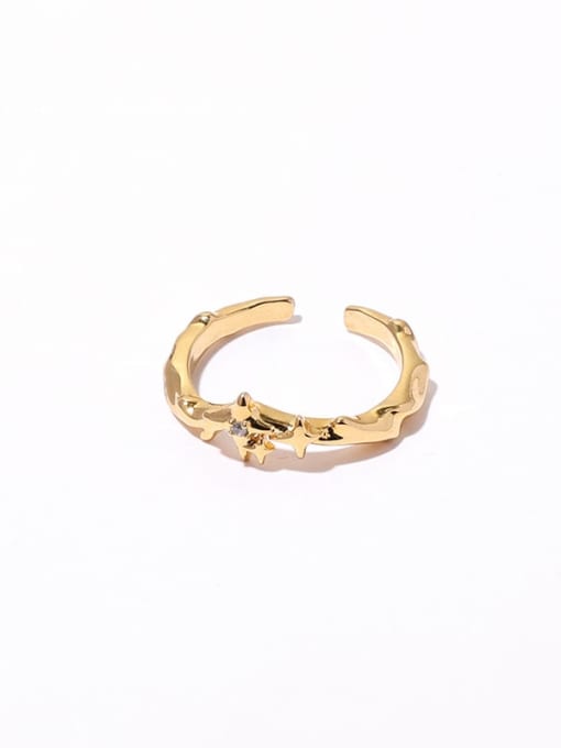 golden Brass Cubic Zirconia Star Vintage Band Ring