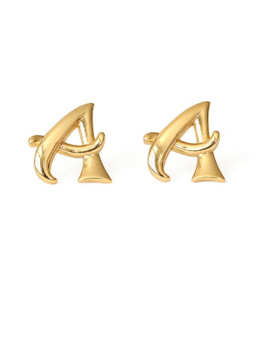A ear stud （single） Brass Letter Minimalist  Stud Earring(single)