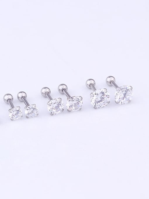 HISON Stainless steel Cubic Zirconia Round Hip Hop Stud Earring 1